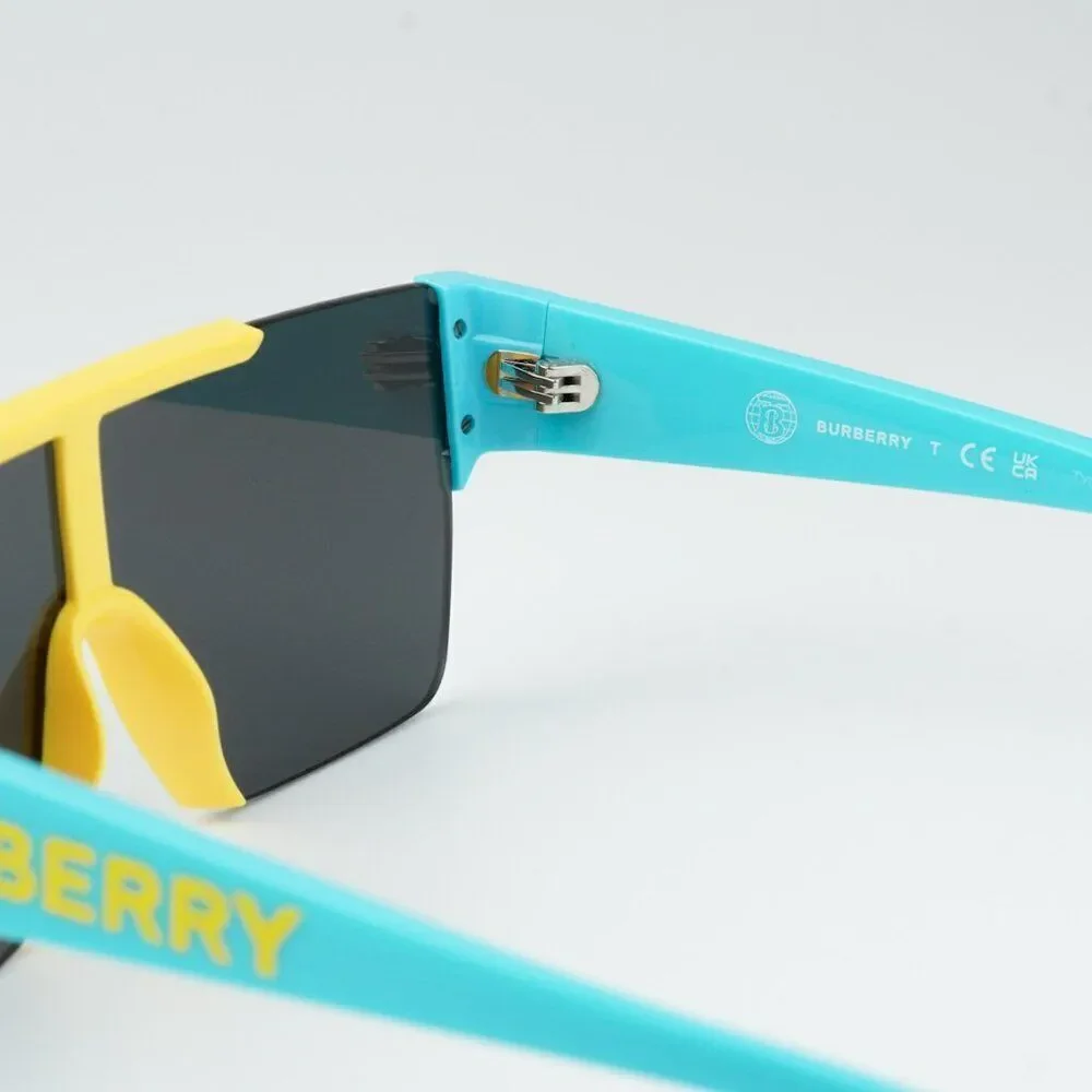 NEW Burberry JB4387 405087 KIDS Yellow Blue Dark Grey Shield Unisex Sunglasses